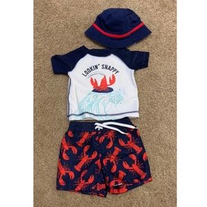 3 Piece Baby Boy Swimsuit Set